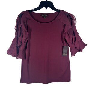 Bold Elements Ruffled Sleeve Top‎ Women Size Small Polyester/Rayon New